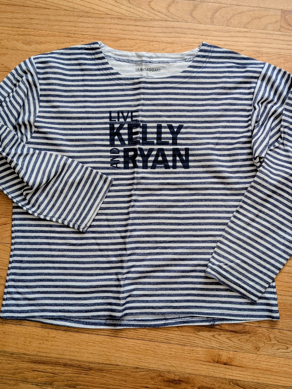 Live Kelly and Ryan Striped Long Sleeve Tee - Navy & White